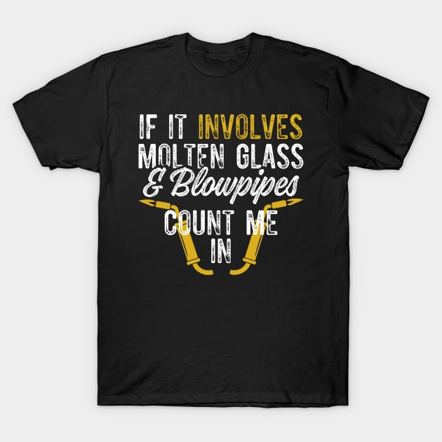 Glassblower Gift Molten Glass and Blowpipes Glassblowing Design T-Shirt by InnerMagic